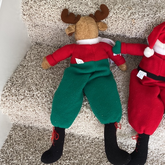 Xmas Christmas Holiday Long Legged Reindeer Snowman Santa Claus Plush Dolls Set - Picture 8 of 12